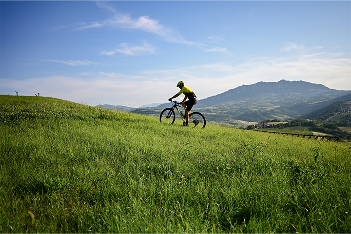 Greenstorm Landscape 3 person cycling in field